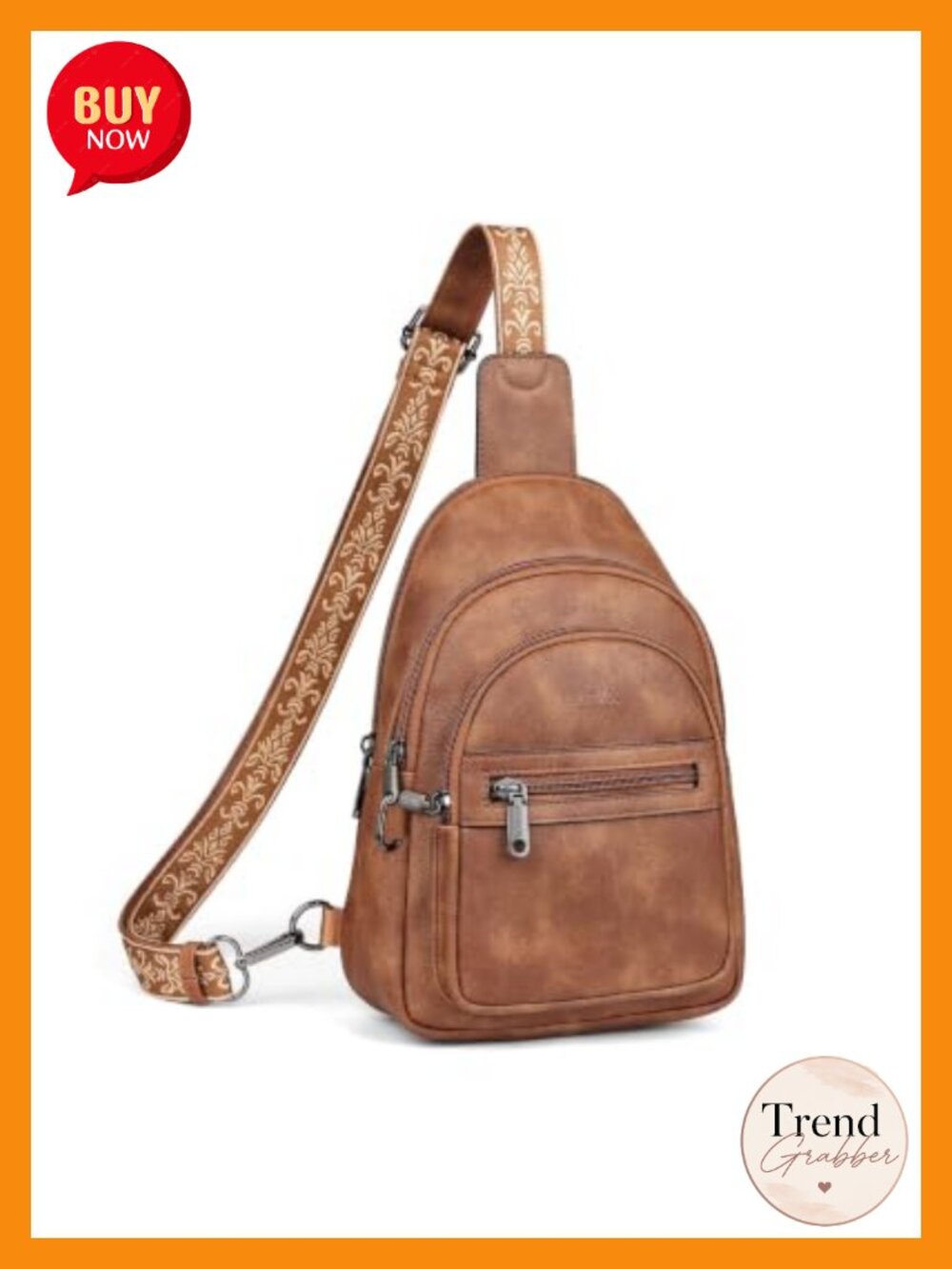 Faux Leather Crossbody Sling Bag RFID Anti Theft 11 Pocket Travel Purse